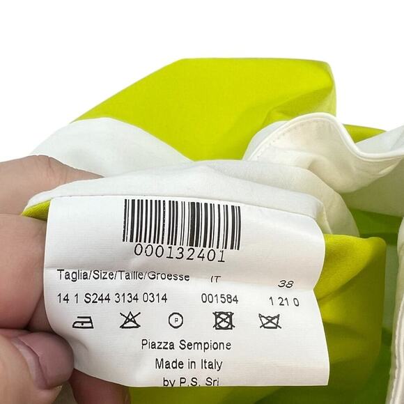 Piazza Sempione Neon‎ Lime Green Cream Colorblock Mini Skirt Size 38 US 2 - Picture 8 of 9